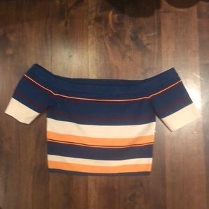 Off the shoulder cropped top colorful